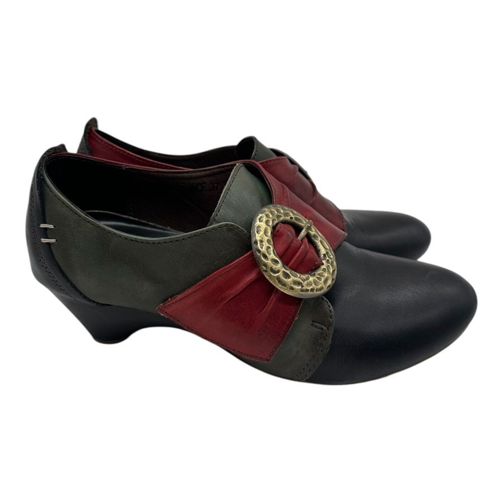 L'Artiste Spring Step Rennaisance Heels EU 37 US 6.5-7 Black Green Red Leather